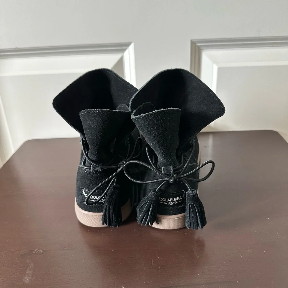 UGG Koolaburra Skyller Suede Tassel Ankle Boots Black Women's Size US 7 - Picture 3 of 10